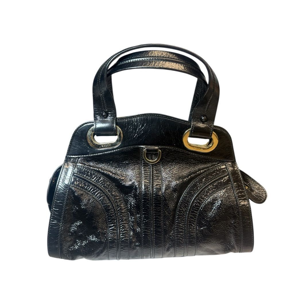 BALLY Black Patent Leather Vintage JOLIETTE Top Handle Tote Bag Auth